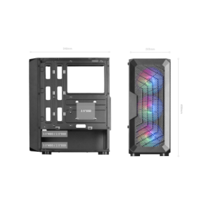 MARSGAMING CASE TOWER MC-TOR WINDOW+MESH. 3x FRGB FAN. BLACK