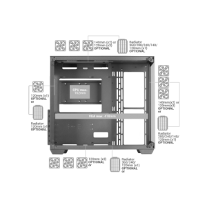 MARSGAMING CASE TOWER XLL MCV4 BLACK E-ATX FRAMELESS 90º TG GLASS